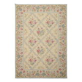 6x9 Sage, Blue, Pink Color Hand Woven Needlepoint Wool Traditional Oriental Rug